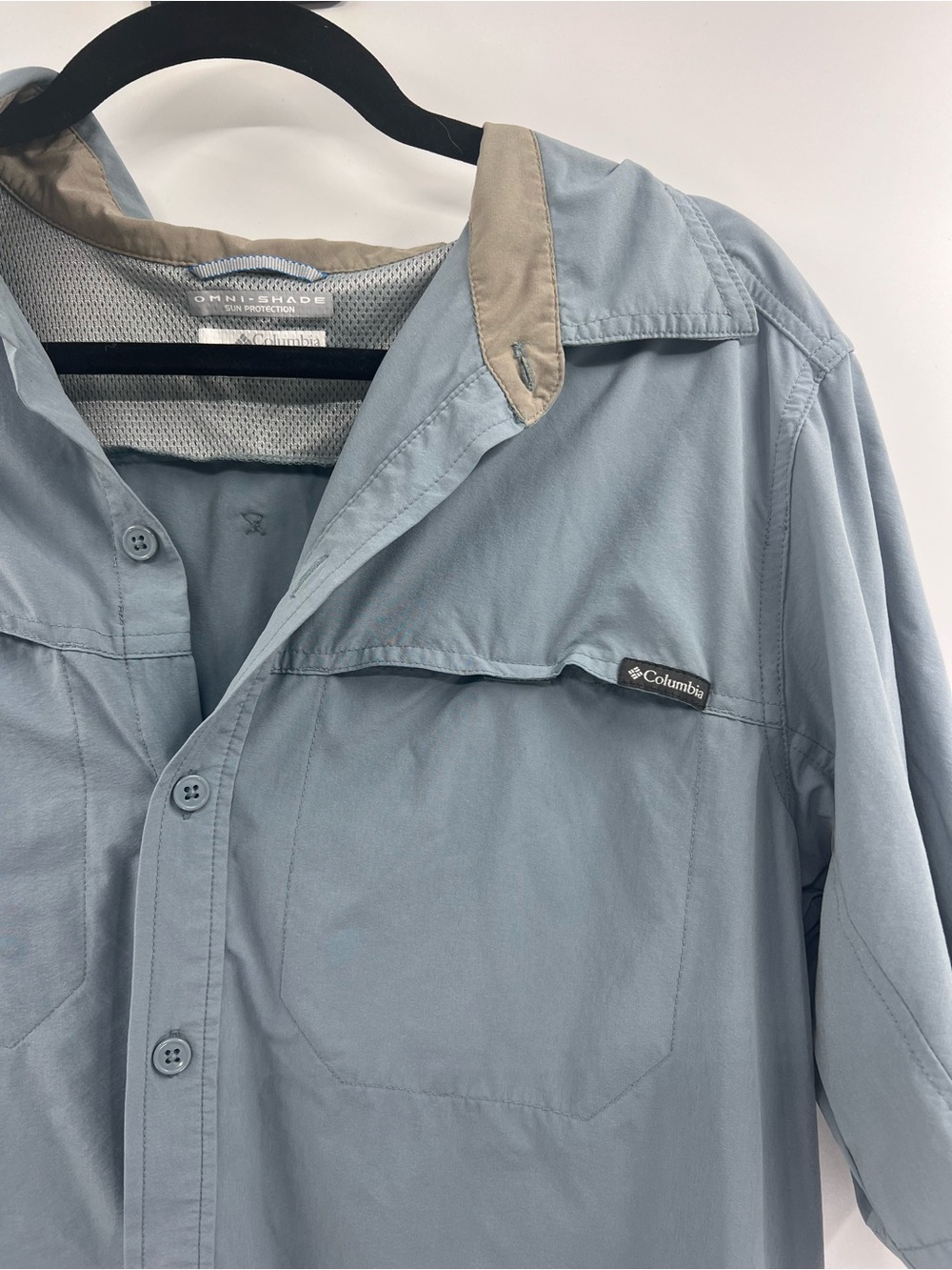 Columbia Omni-Shade Sun Protection Fishing Shirt Blue Large - Picture 5 of 8